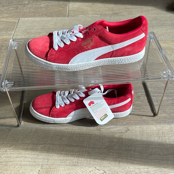 Puma Clyde Ribbon Red Shoes - Picture 1 of 2